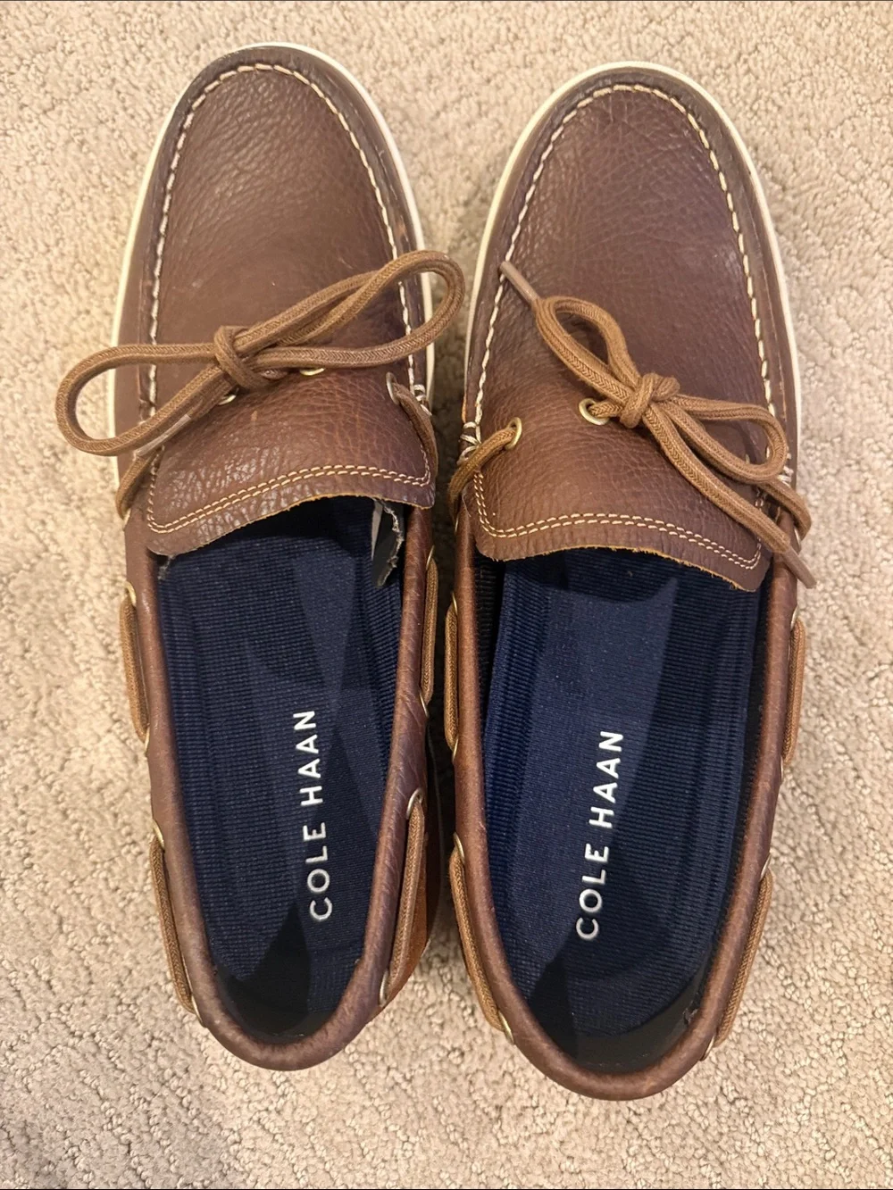 Cole Haan Men’s Brown Leather Moc Toe Boat Shoes